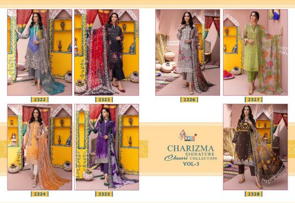 Shree Charizma Signature Chunri Lawn Cotton Collection 3 Pakistani Suits